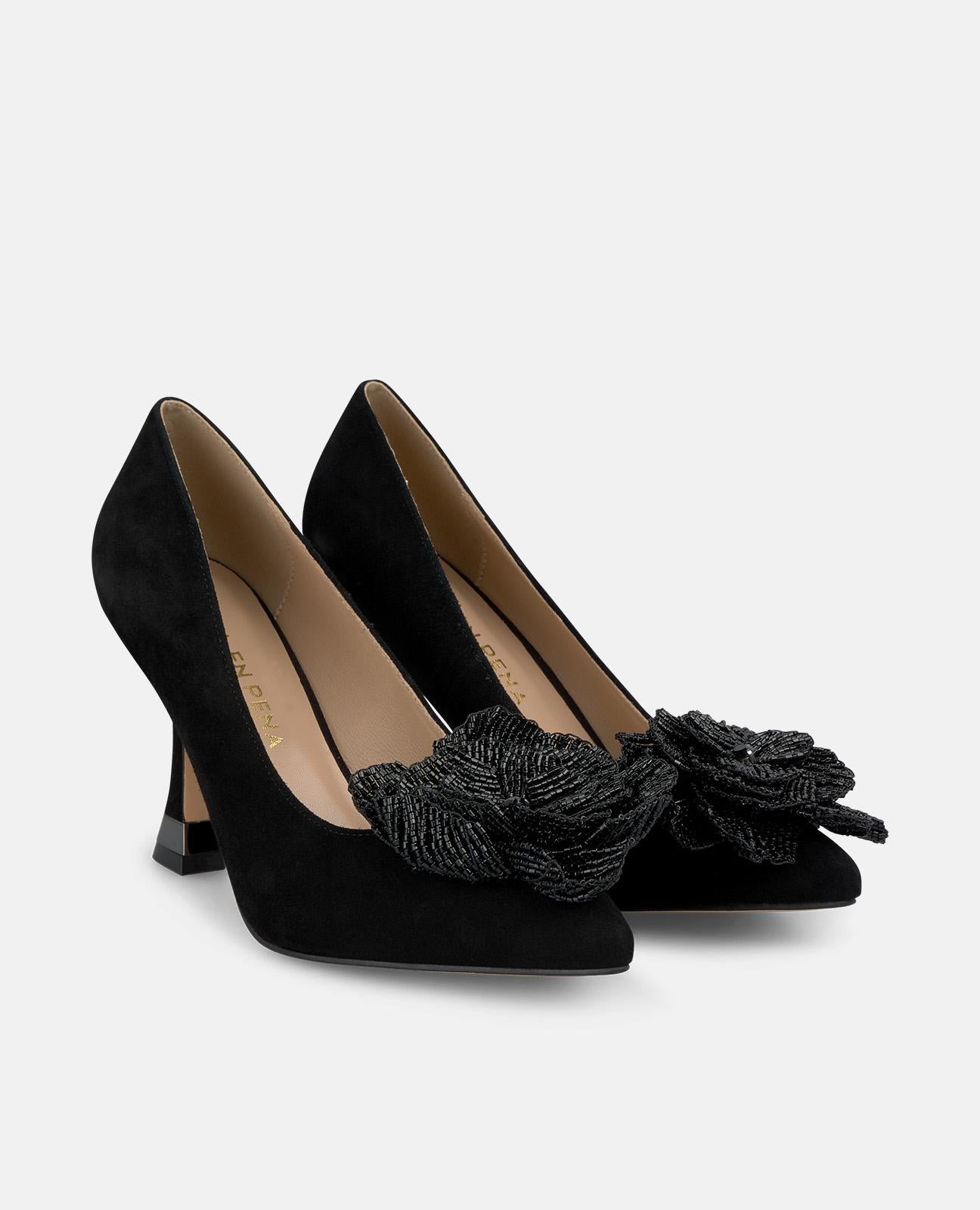 alma-en-pena-pumps-mit-perlen-blume-schwarz-9-cm image 2
