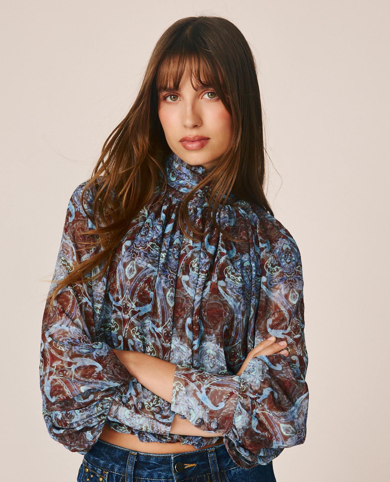 alma-en-pena-paisley-chiffonbluse-braun image 2