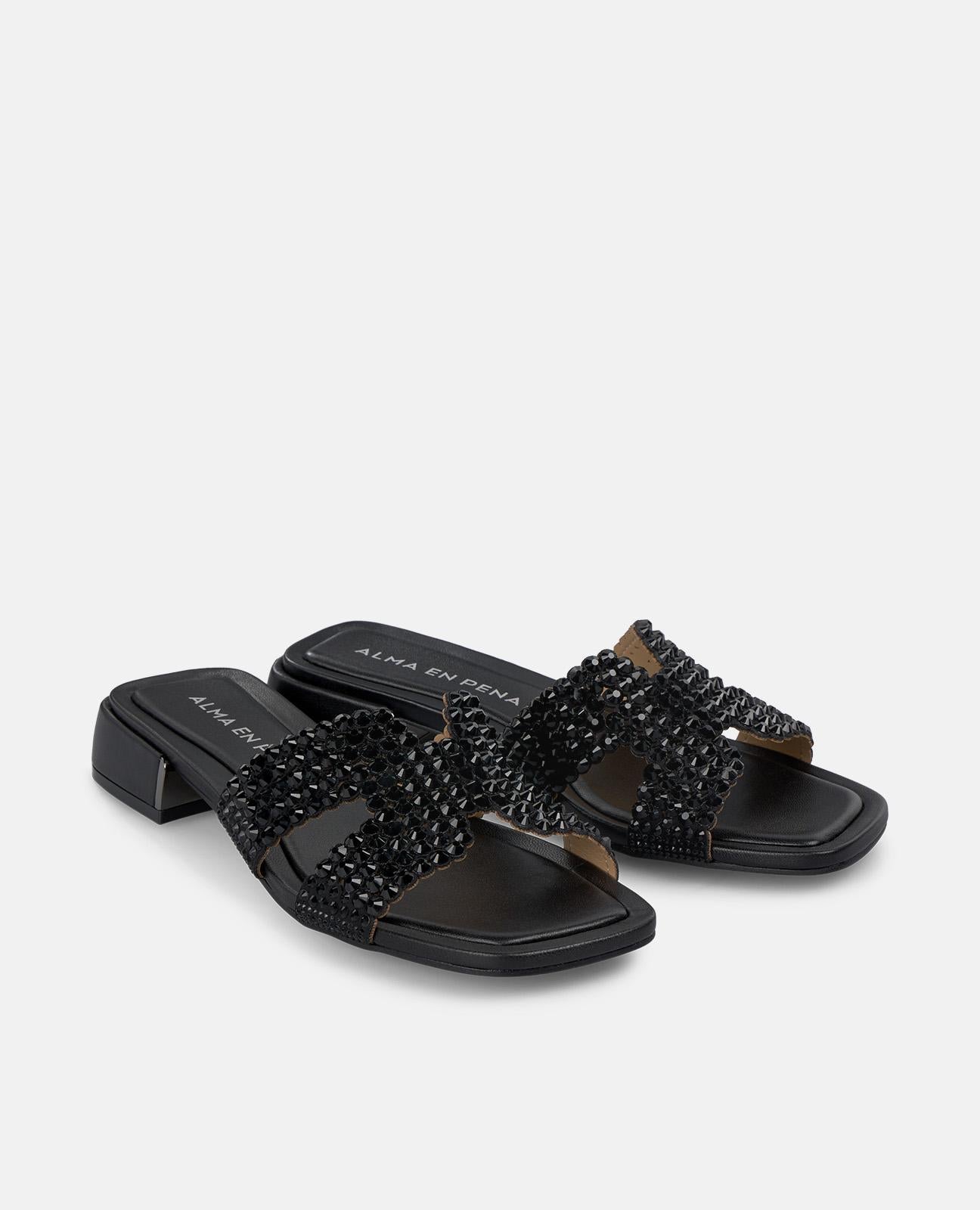 alma-en-pena-flat-jewel-sandal-flache-sandale-schwarz-mit-strass image 2