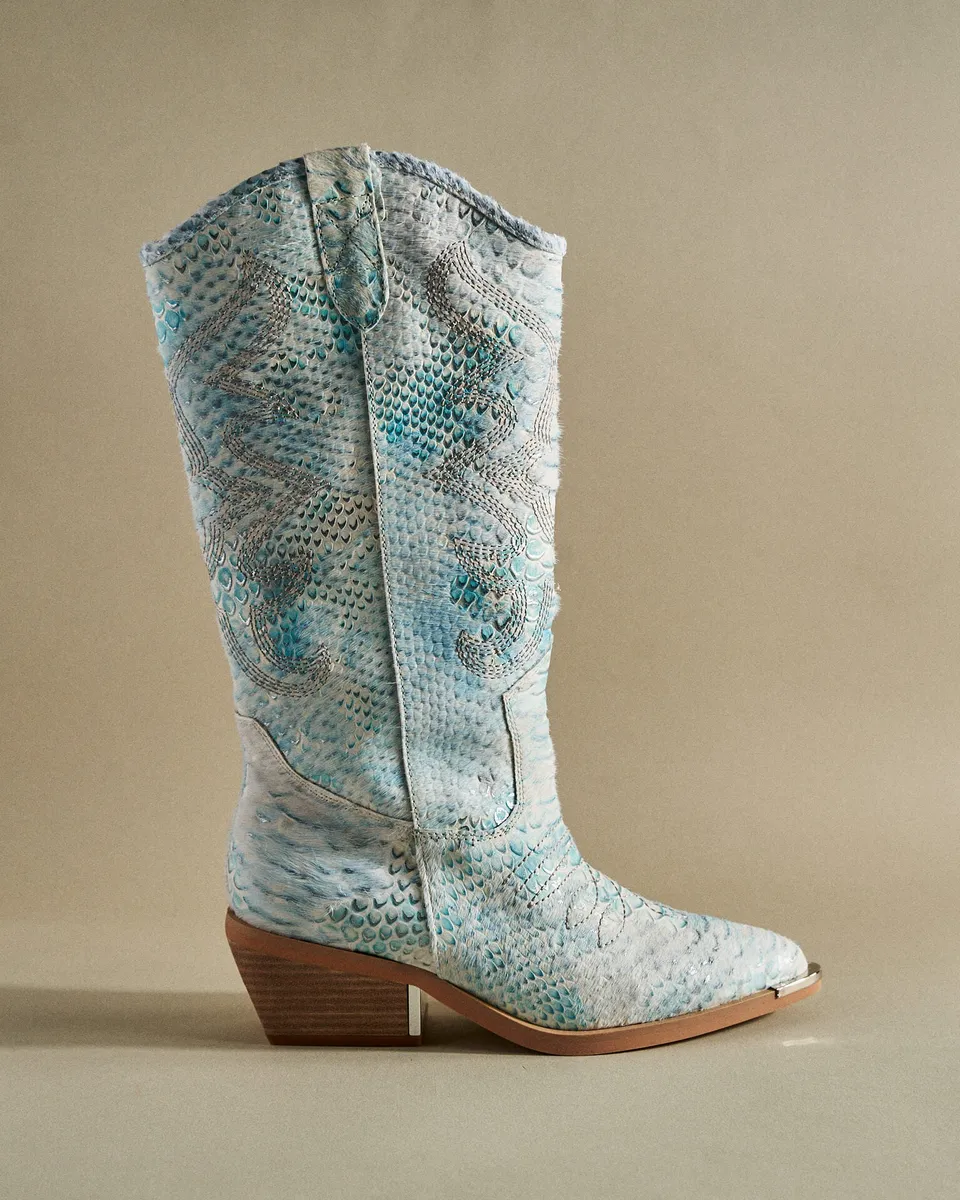 alma-en-pena-special-cowboy-boot-snake-t-rkis-4-cm image 1