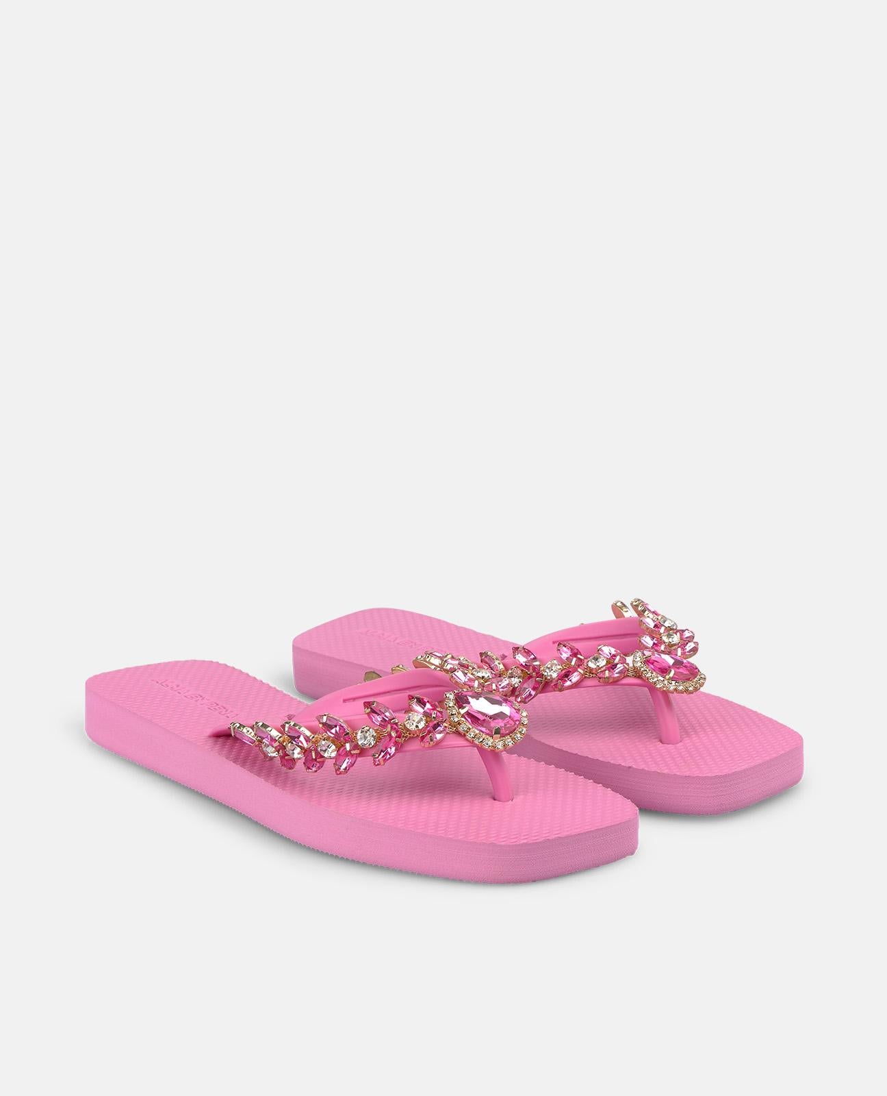 alma-en-pena-zehensteg-strandsandale-mit-metallic-verzierung-flach-rosa image 3