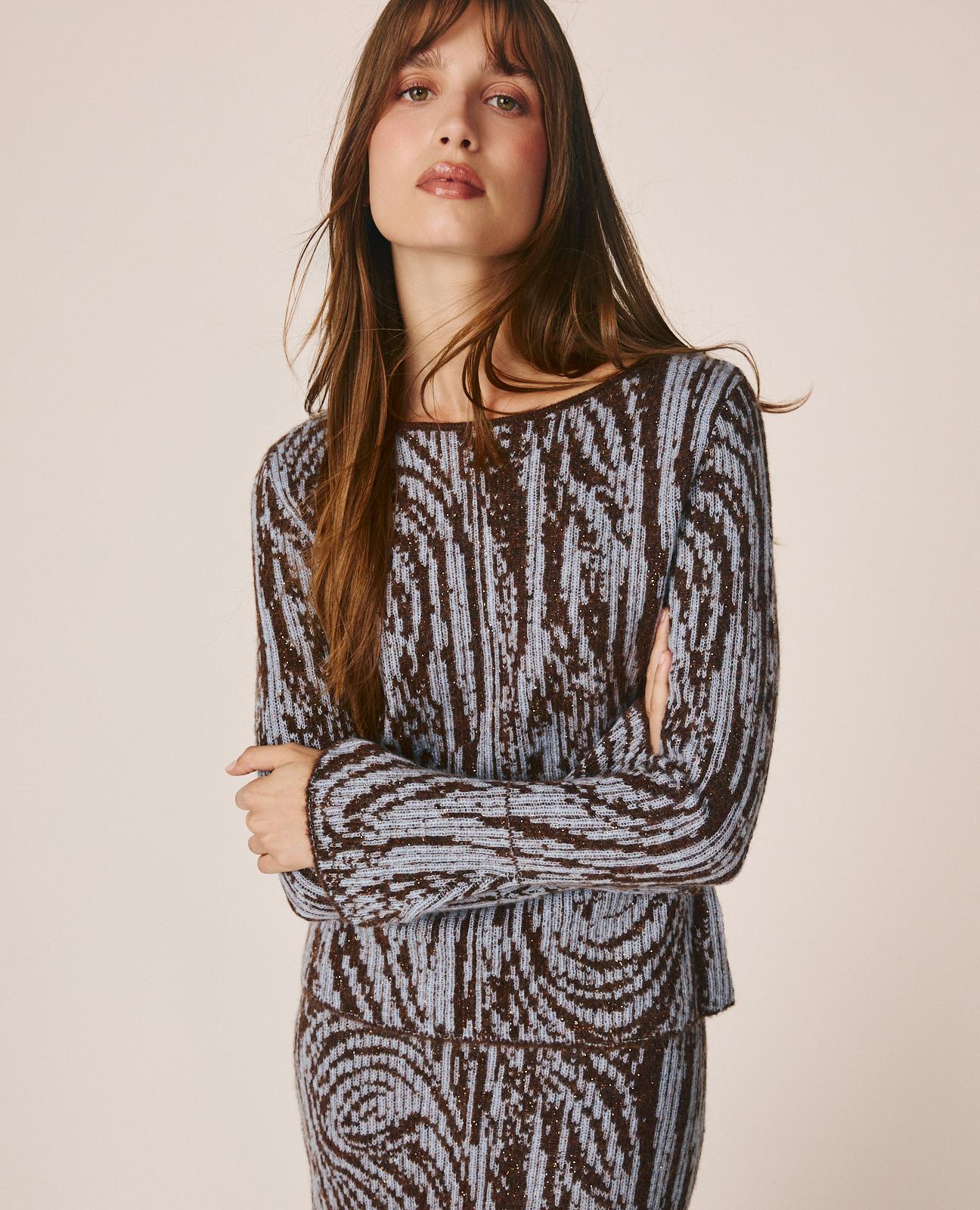 alma-en-pena-strickpullover-mit-abstrakt-print-braun-pullover image 4