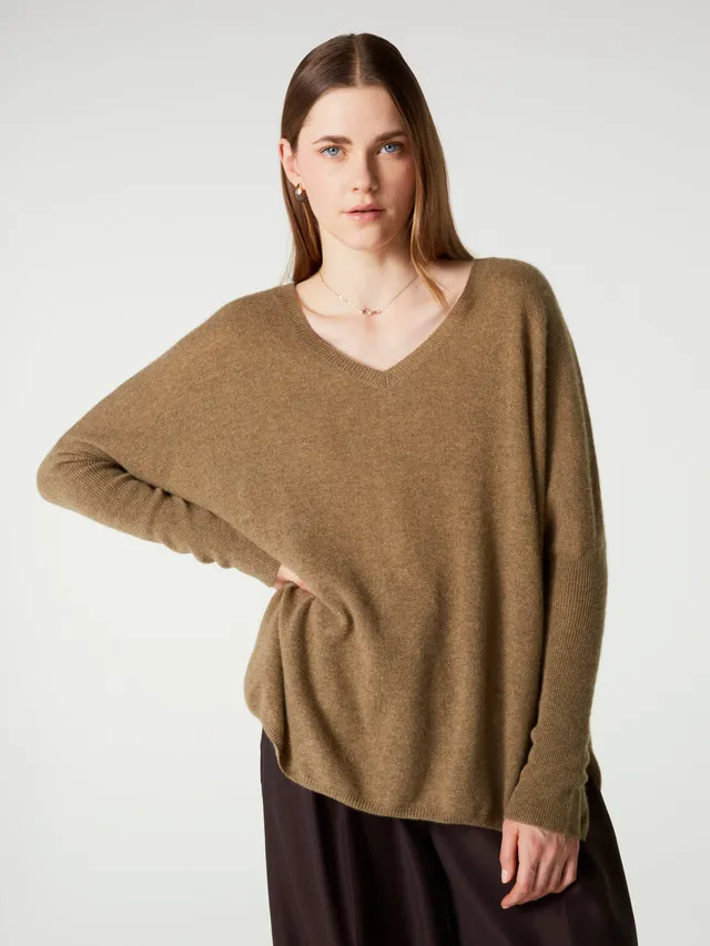 absolut-camille-poncho-pullover-mit-v-ausschnitt-aus-kaschmir-bronze image 1