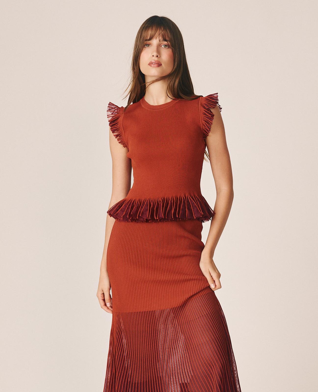 alma-en-pena-ruffled-tank-top-braun-figurbetont-aus-rippstrick image 3