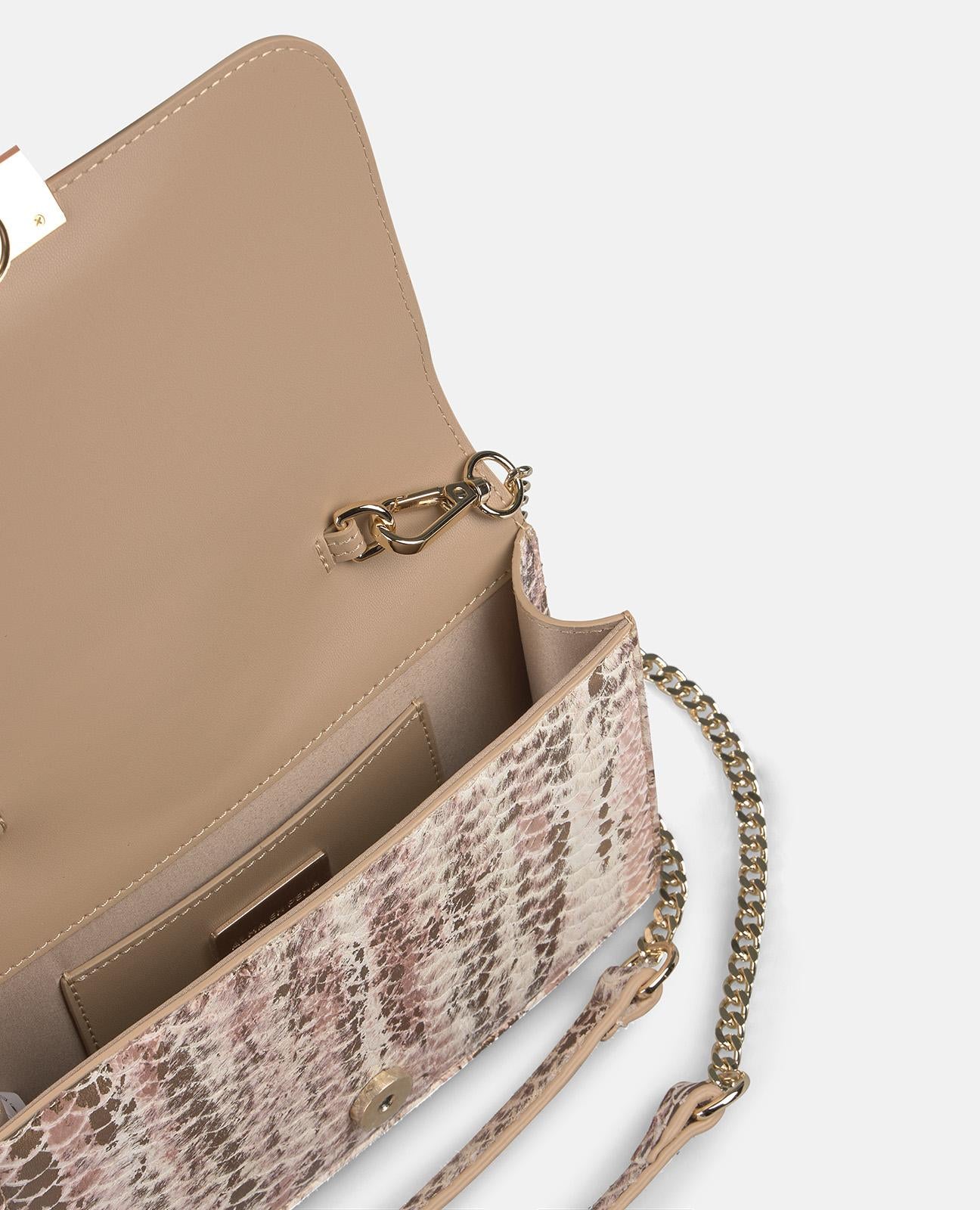 alma-en-pena-clutch-leder-strass-beige-kette-magnetverschluss image 2