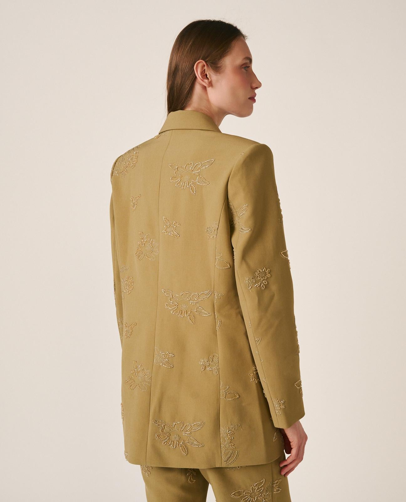 alma-en-pena-crepe-blazer-caqui-lang-mit-knopfverschluss image 7
