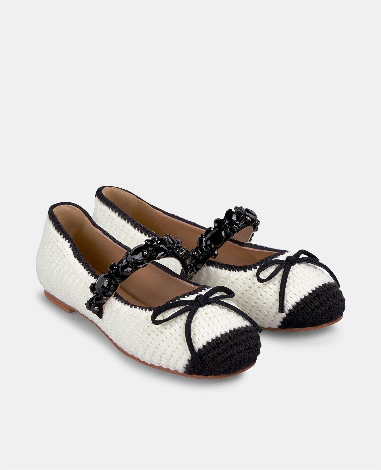 alma-en-pena-tweed-ballerina-damen-ballerina-wei-mit-strassriemchen image 2