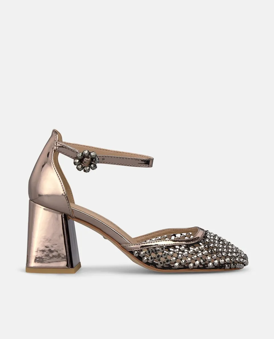 alma-en-pena-pumps-metallic-mesh-mit-strass-7-cm-blockabsatz-silber image 1