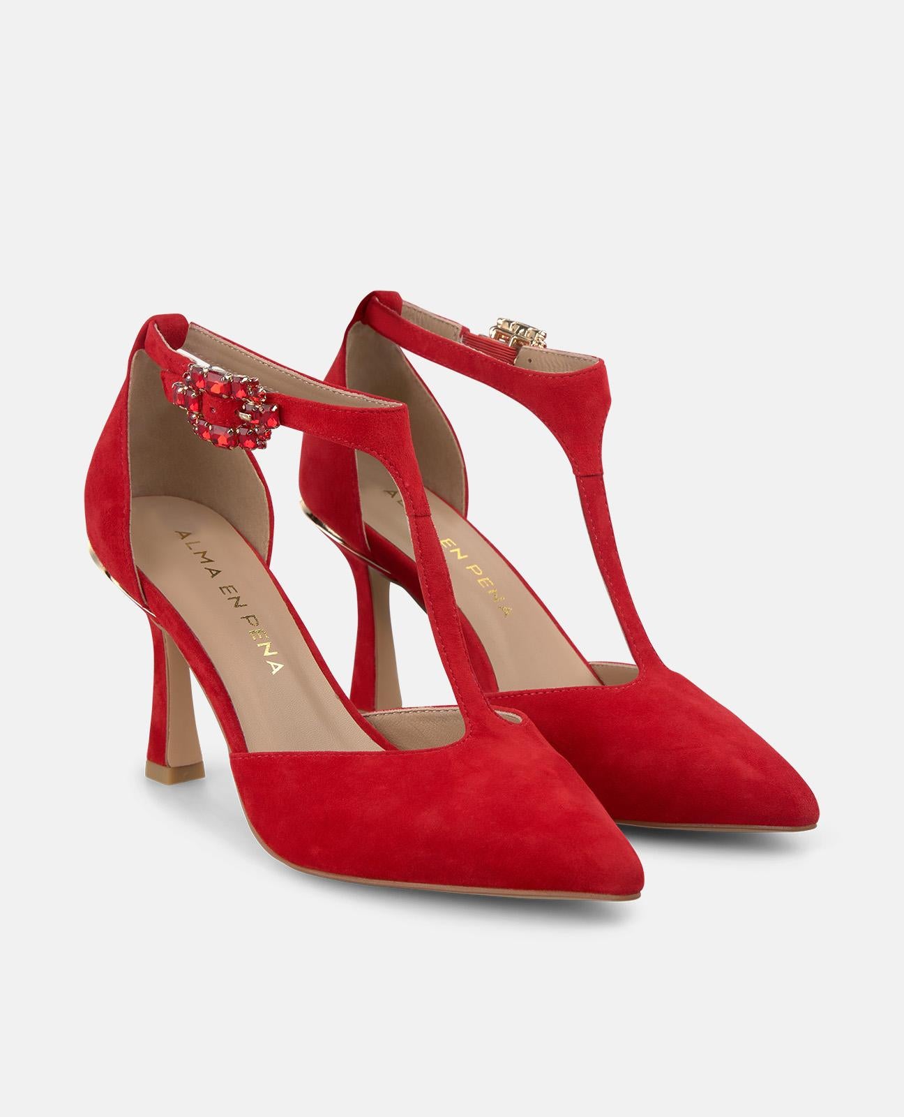 alma-en-pena-salon-pumps-rot-mit-strass-schnalle-9-cm-absatz image 2