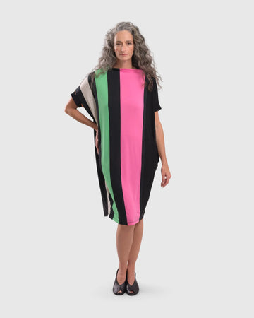 alembika-vibe-cocoon-kleid-rainbow-streifen-schwarz image 5
