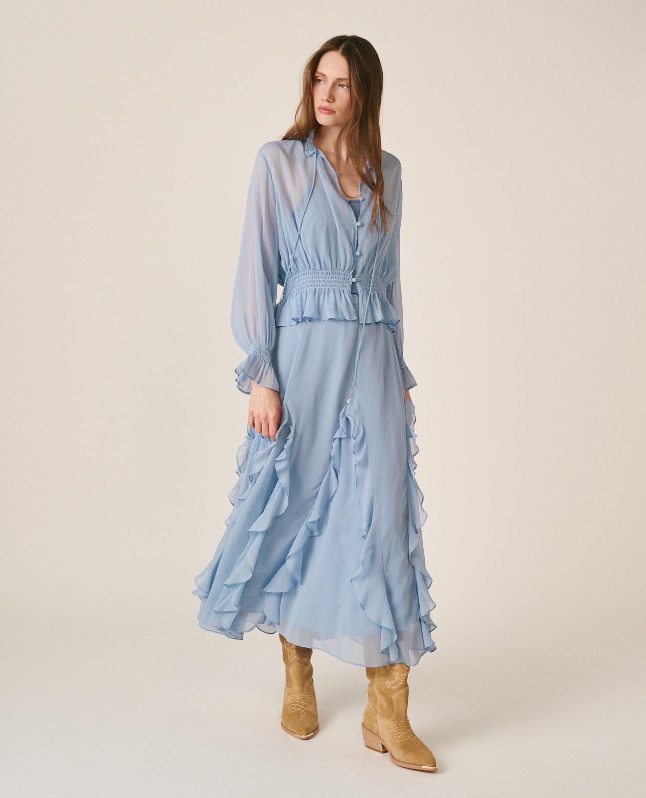 alma-en-pena-chiffon-midirock-hellblau-ausgestellt-mit-futter image 3