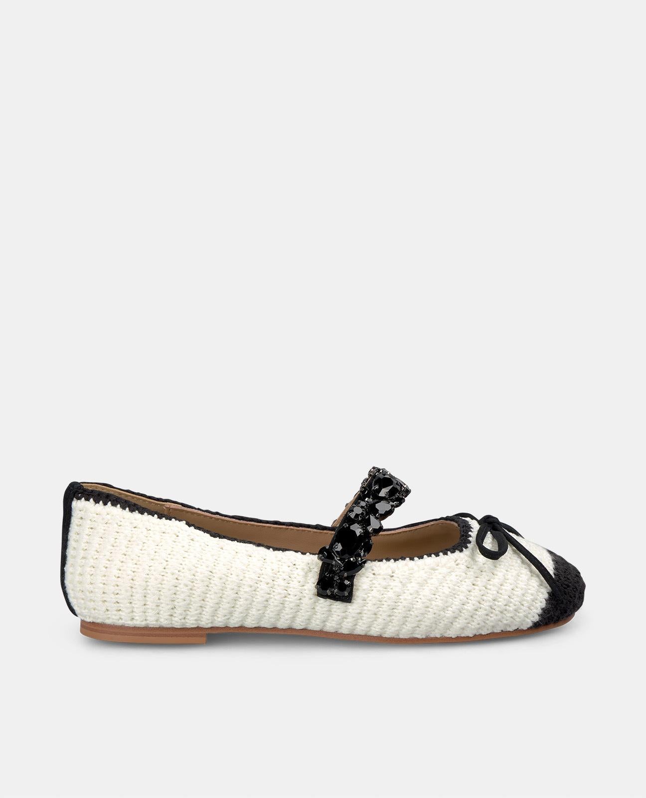 alma-en-pena-tweed-ballerina-damen-ballerina-wei-mit-strassriemchen image 1
