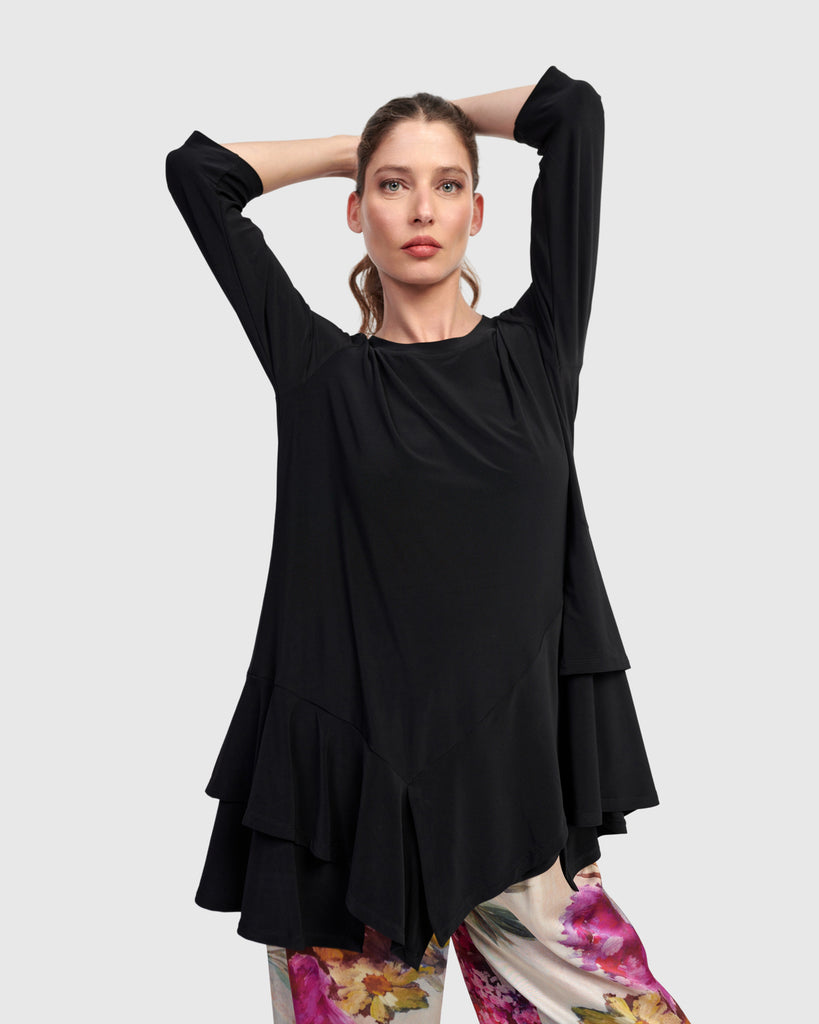 alembika-marielle-flounce-top-black-tunika-oberteil-mit-volant image 1