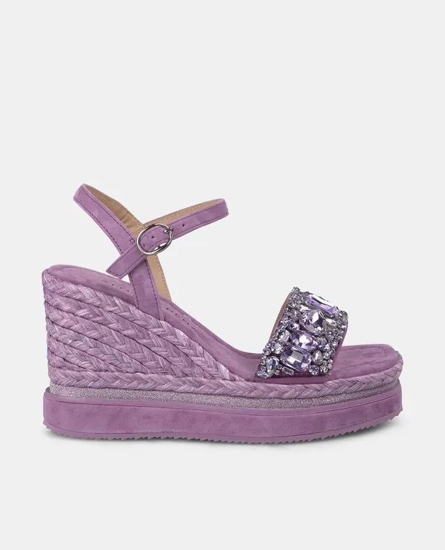 alma-en-pena-keilsandalette-mit-strass-und-plateau-violett image 1