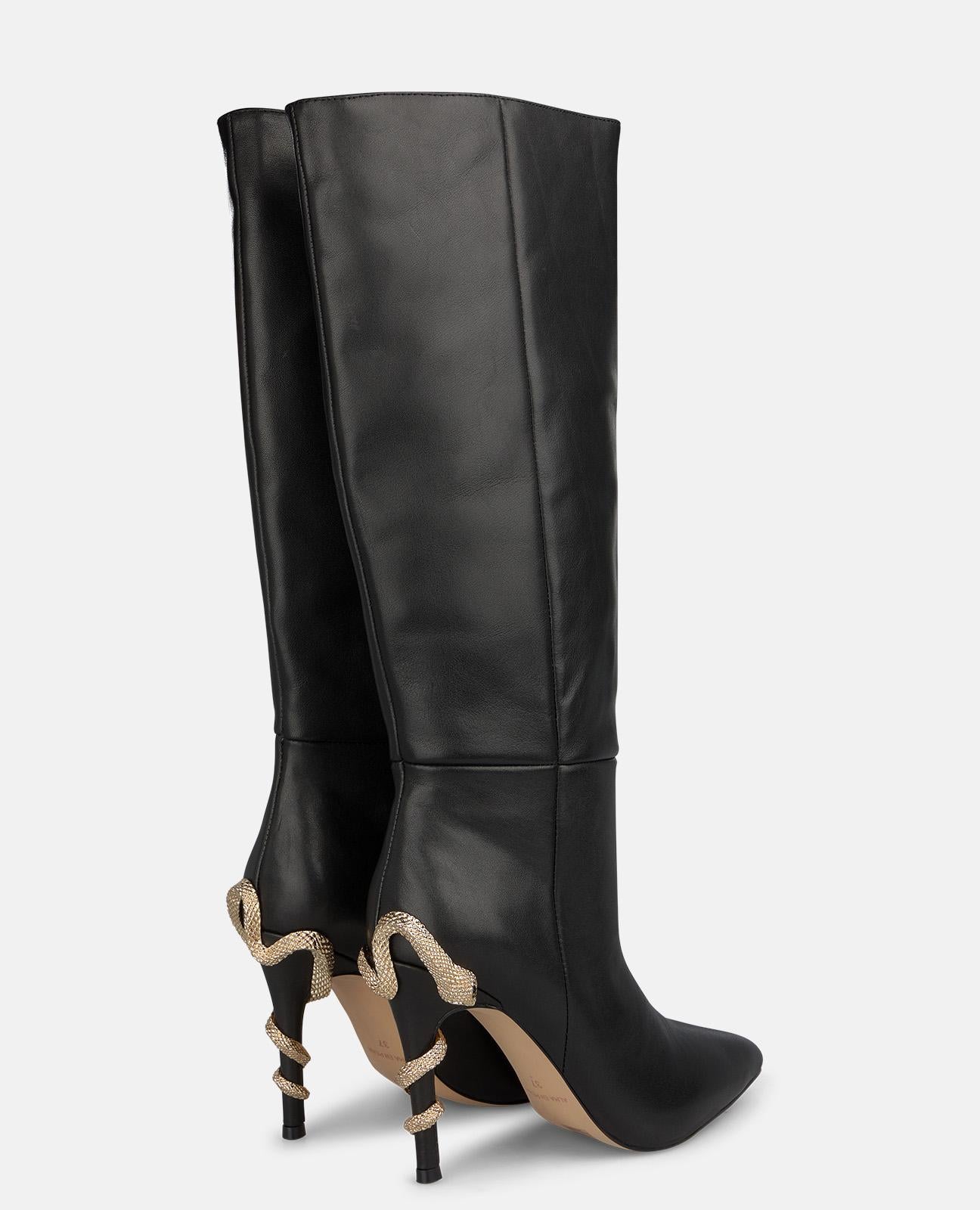 alma-en-pena-nappa-stiefel-mit-schlangenprint-hohe-stiefel-schwarz-10-cm-trichte image 3