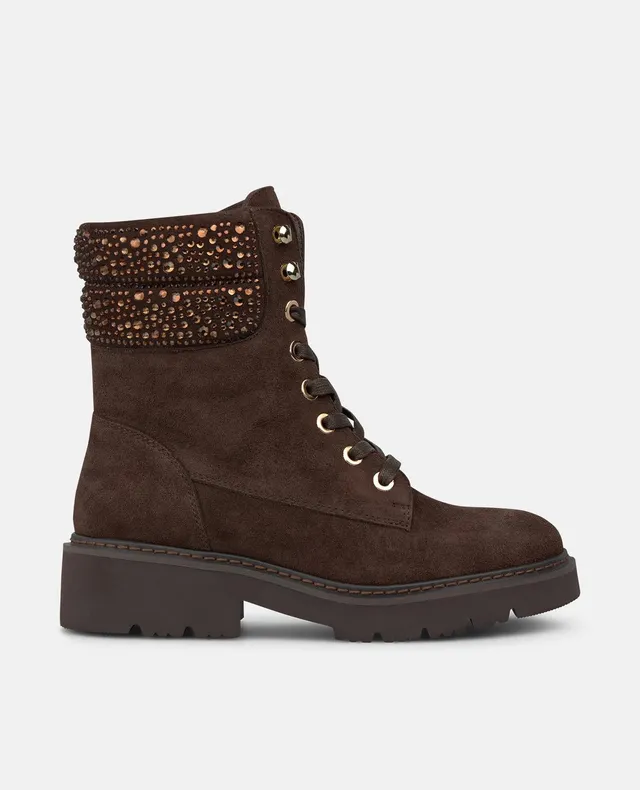 alma-en-pena-military-schn-r-boots-stiefeletten-braun-mit-strass-4-cm image 1