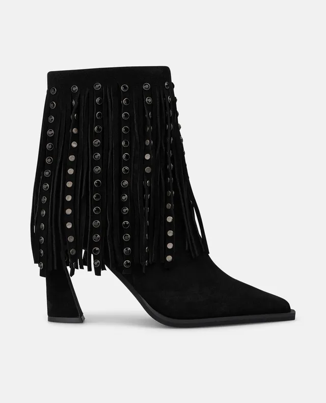 alma-en-pena-suede-stiefeletten-mit-fransen-nieten-9-cm-schwarz image 1