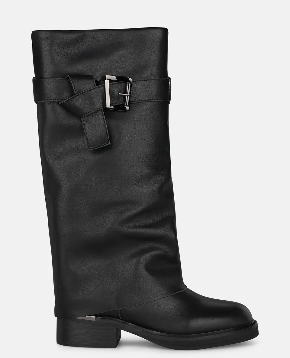 alma-en-pena-alfa-64250-flache-nappa-stiefel-mit-schnalle-schwarz image 1