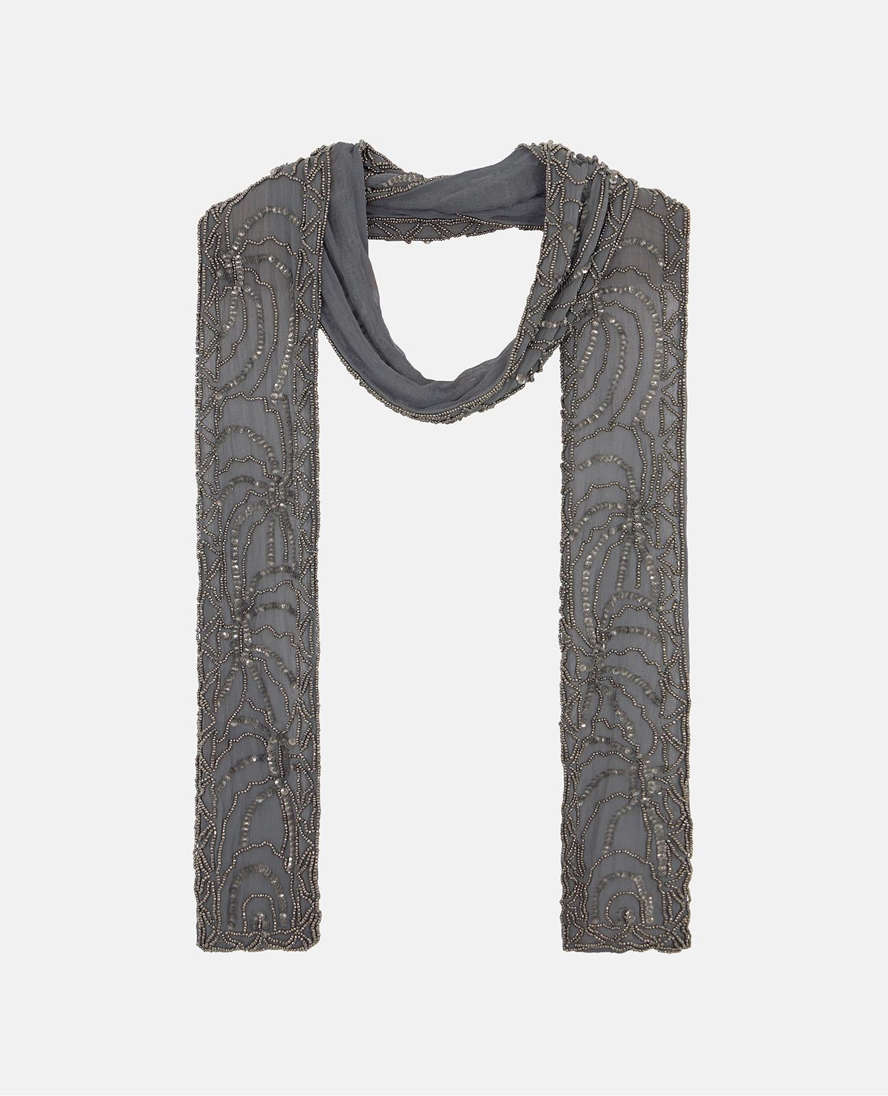 alma-en-pena-chiffon-schal-mit-perlen-tuch-grau-10-x-200-cm image 3