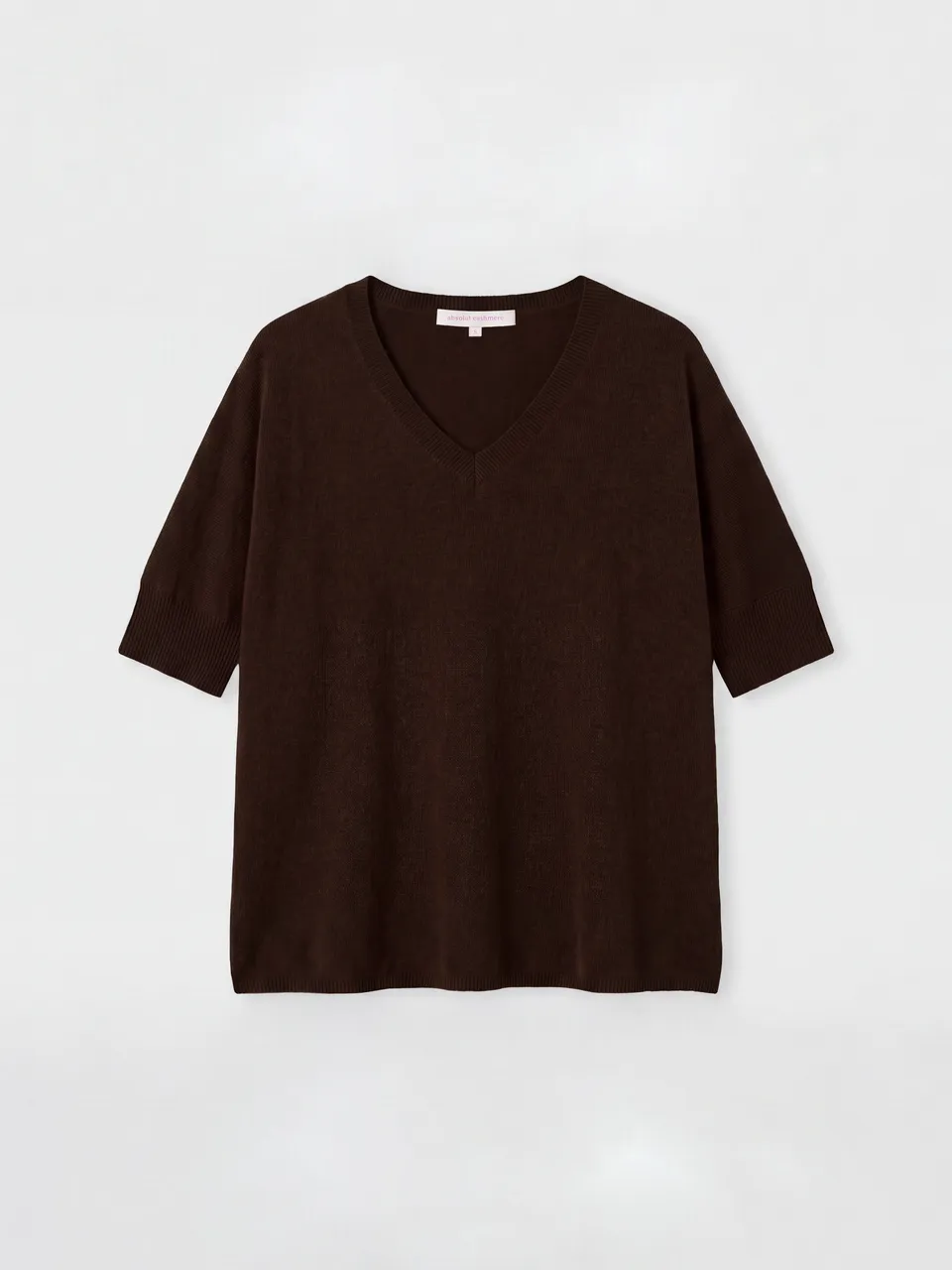 absolut-kate-damen-poncho-pullover-kaschmir-v-ausschnitt-kurzarm-braun image 1