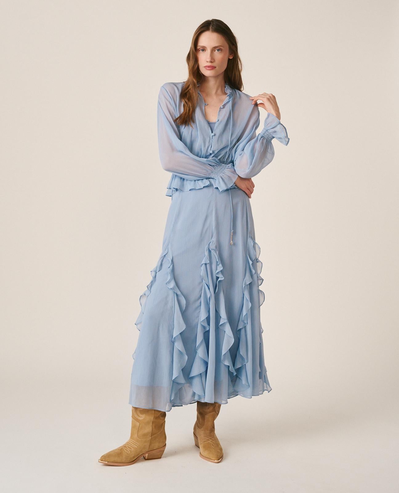 alma-en-pena-chiffon-midirock-hellblau-ausgestellt-mit-futter image 1
