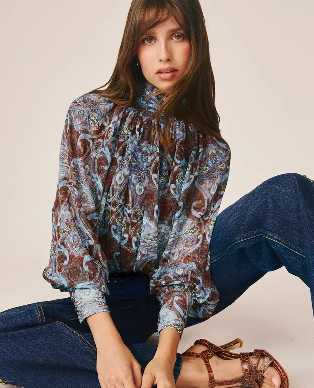 alma-en-pena-paisley-chiffonbluse-braun image 1