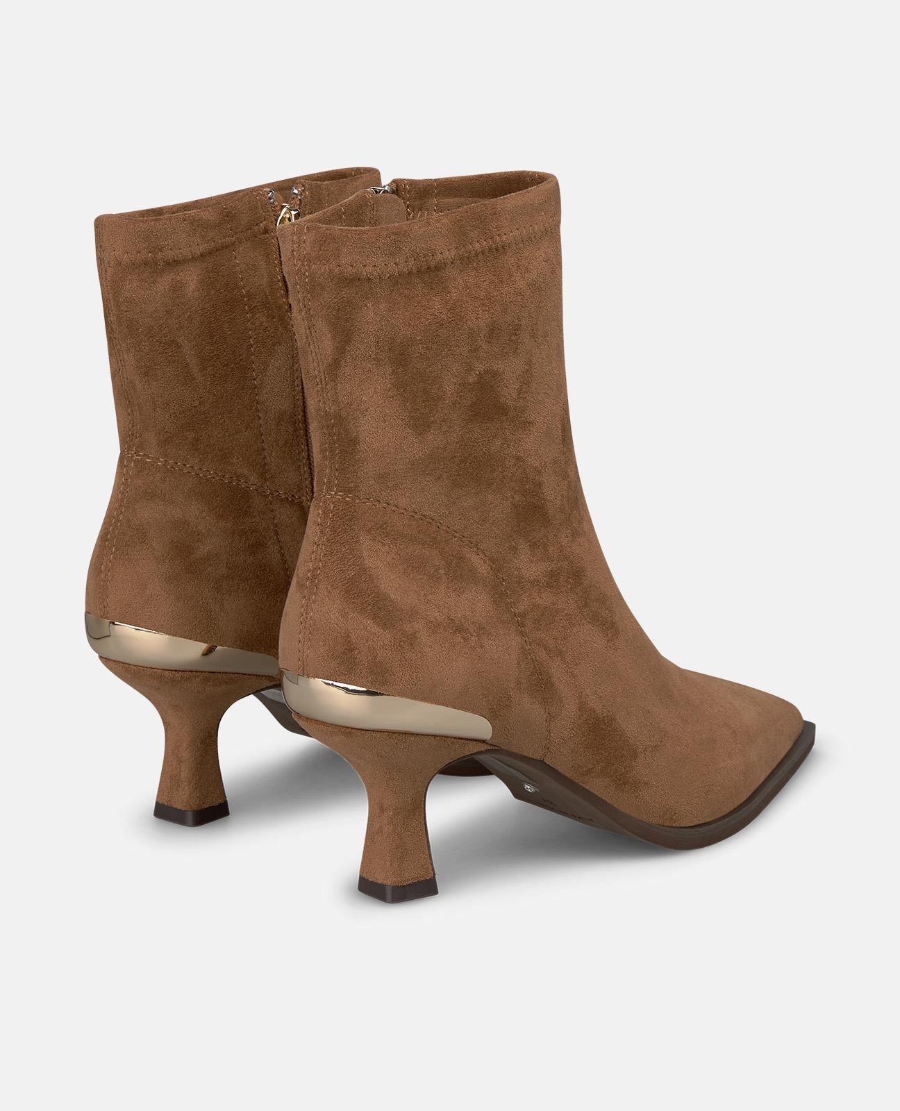 alma-en-pena-stiefeletten-mit-rei-verschluss-camel-ankle-boots-mit-trichterabsat image 3