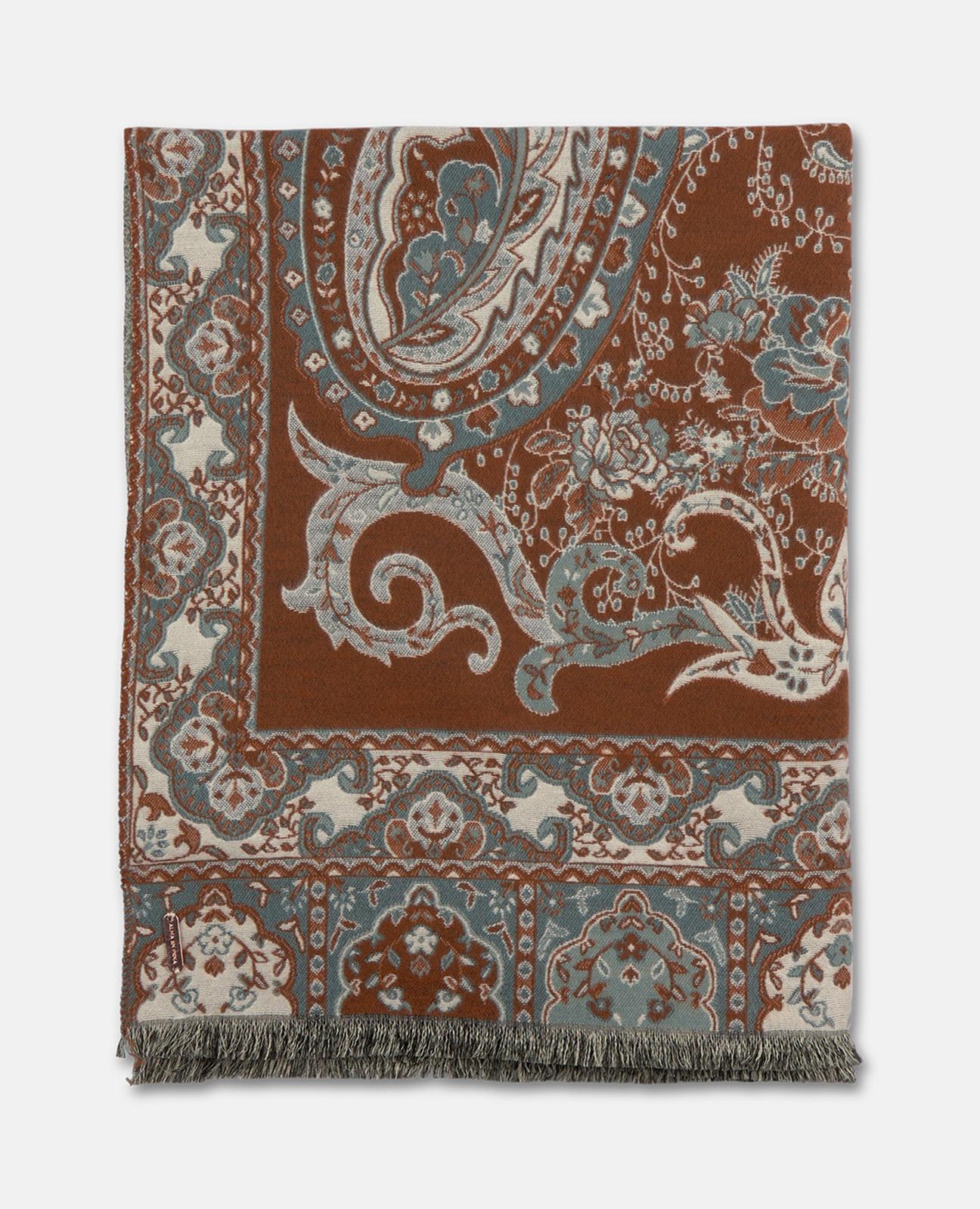 alma-en-pena-rechteckschal-paisley-braun-mit-fransen image 2