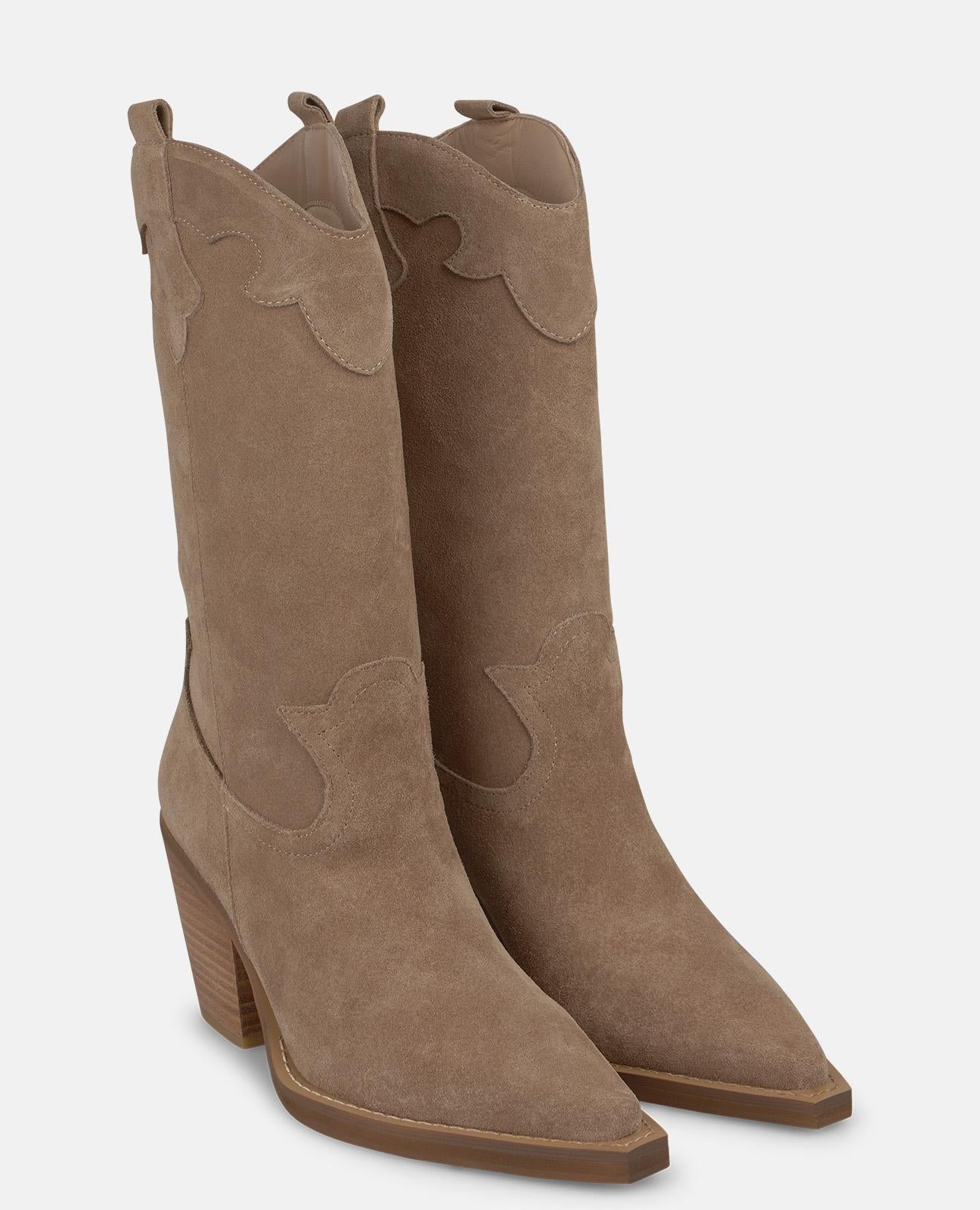 alma-en-pena-cowboy-boots-wildleder-mink-7-cm-blockabsatz image 2