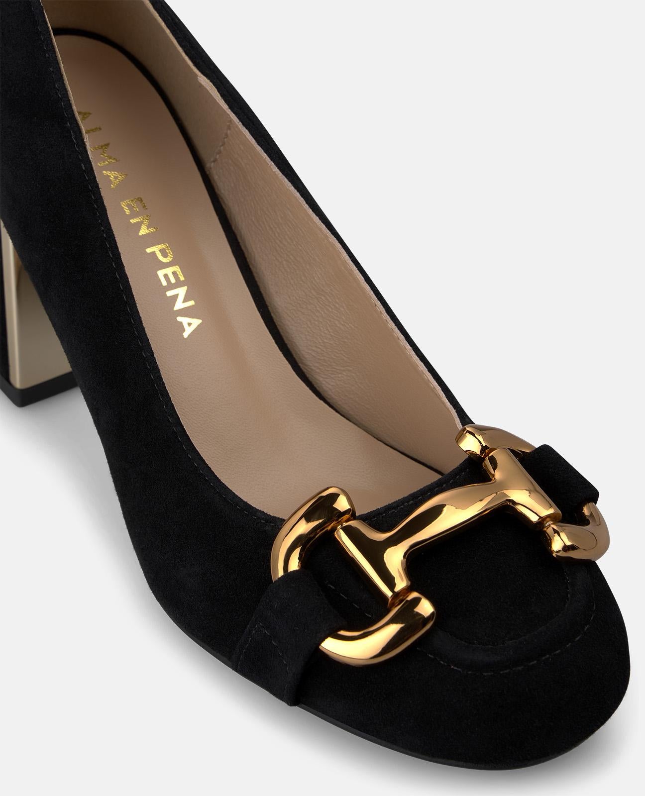 alma-en-pena-leder-pumps-blockabsatz-7-cm-metallic-negro image 4