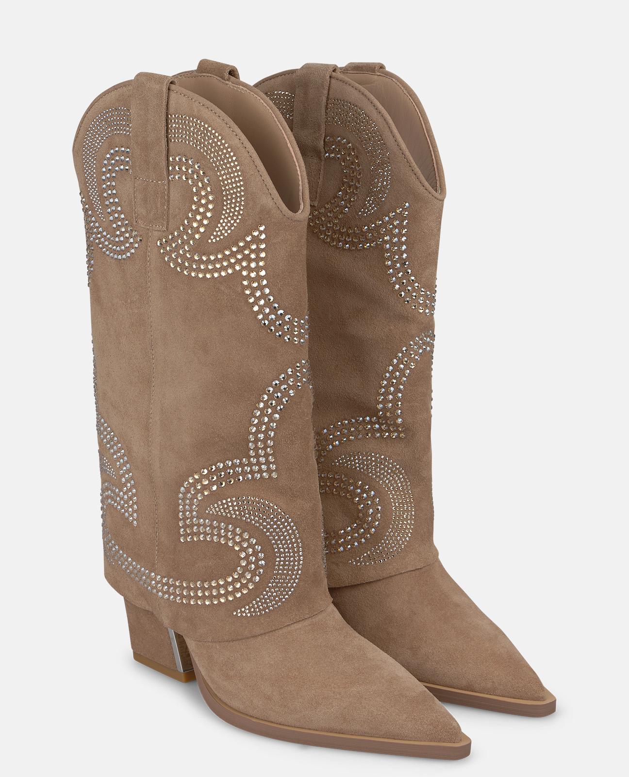alma-en-pena-cowboystiefel-velours-vis-n-strass-8-cm image 3
