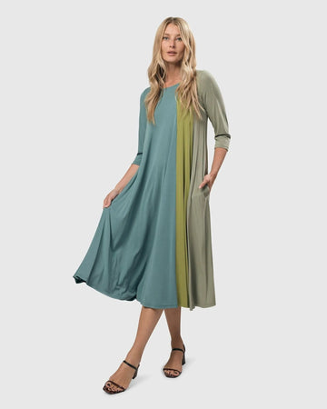 alembika-tricolor-trapeze-maxi-dress-teal-celery-jerseykleid image 5