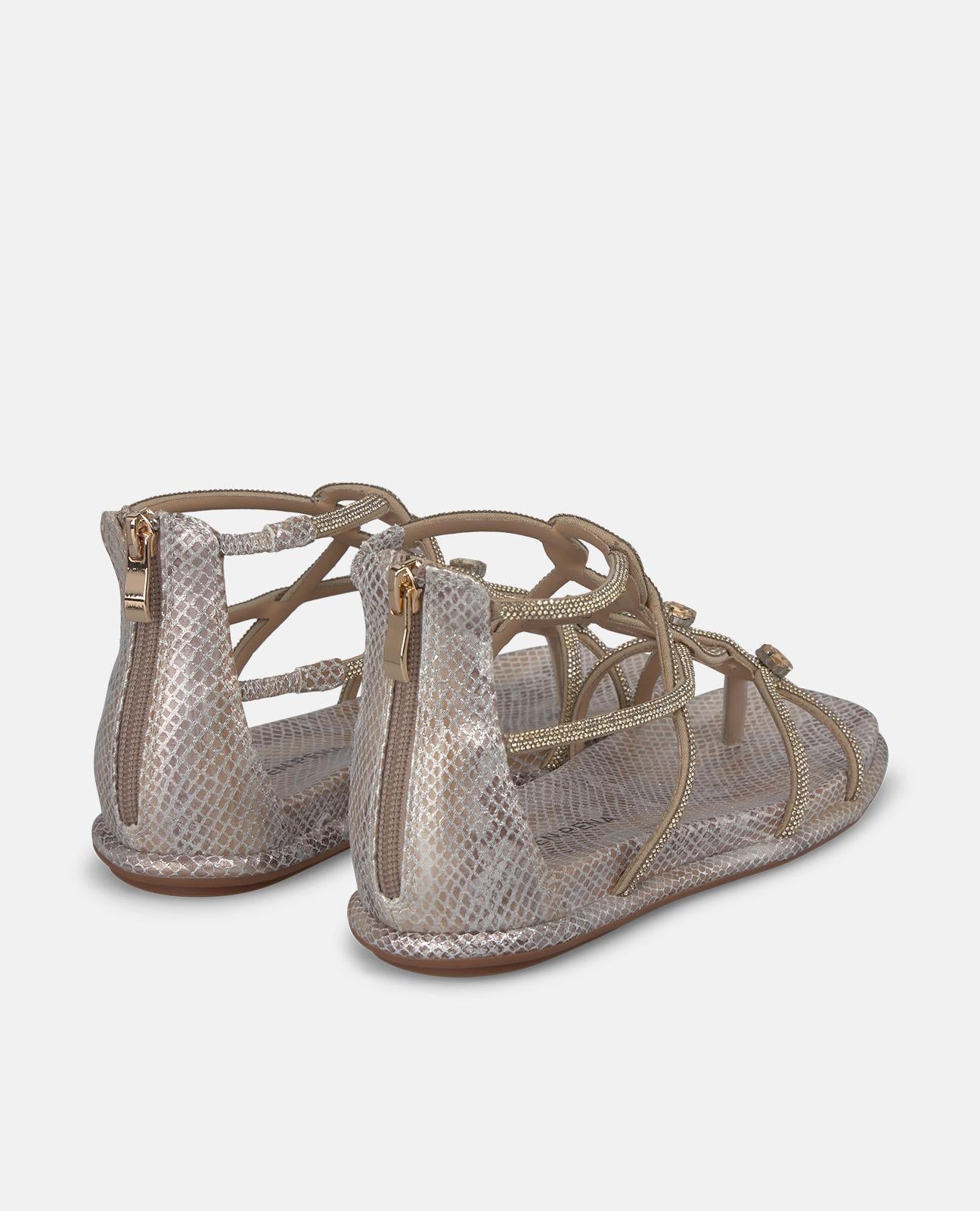 alma-en-pena-closed-heel-sandals-flach-metallic-braun-damen image 3