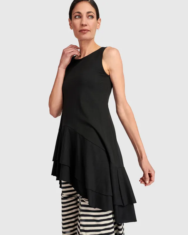alembika-urban-staple-ruffle-tank-schwarz-a-linie-tr-gertop image 1