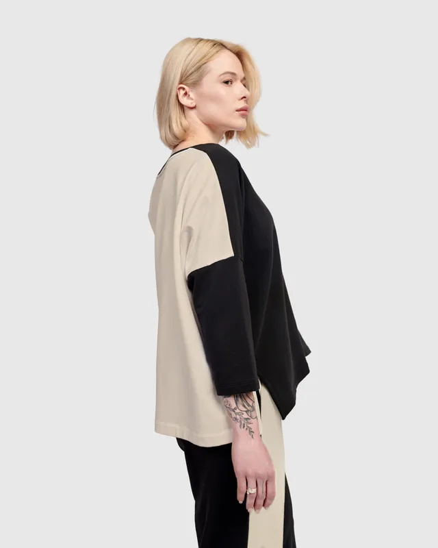 alembika-sadie-boxy-top-creme-v-ausschnitt-dreiviertelarm image 1