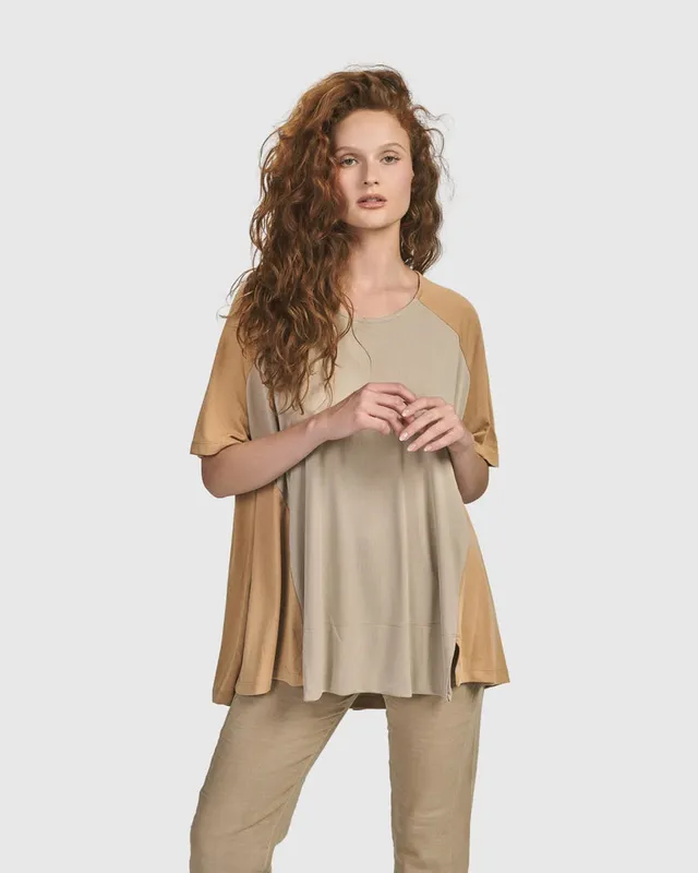 alembika-oasis-colorblock-trapeze-top-tan image 1
