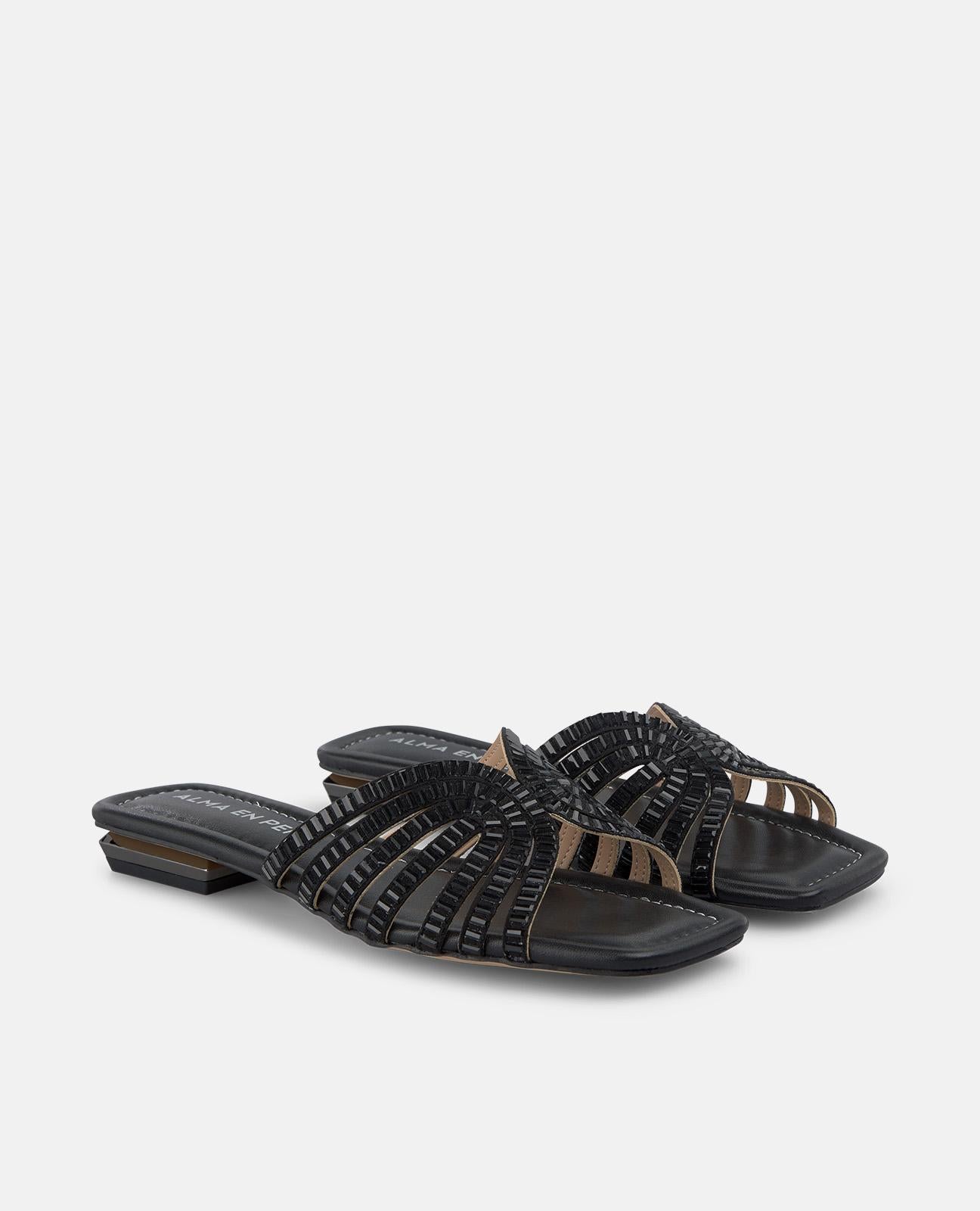 alma-en-pena-flat-bottomed-sandal-flache-sandale-schwarz-2-cm image 2