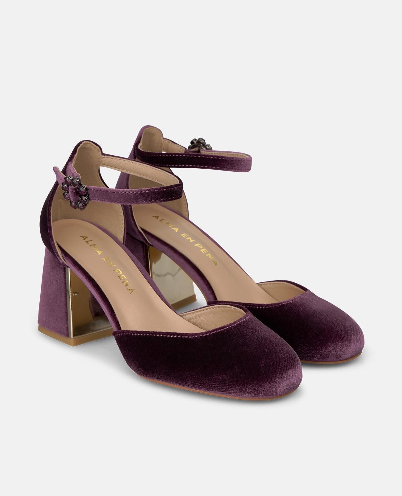 alma-en-pena-64129-samt-pumps-lavendel-7-cm-blockabsatz image 2