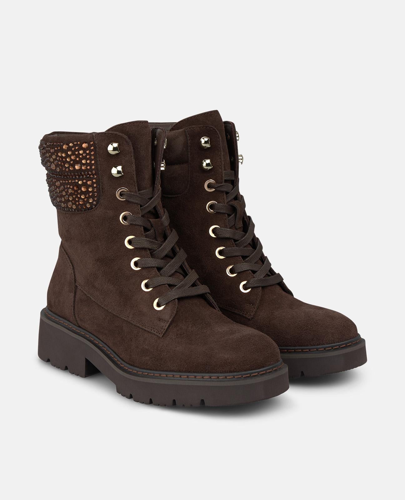 alma-en-pena-military-schn-r-boots-stiefeletten-braun-mit-strass-4-cm image 2