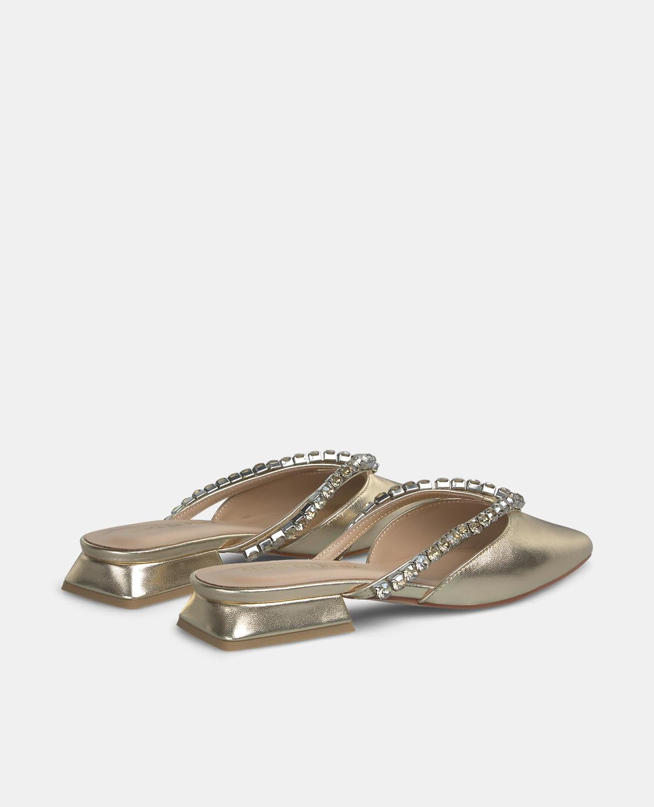 alma-en-pena-mule-mit-strass-riemen-goldener-spitzenschuh-2-cm image 3
