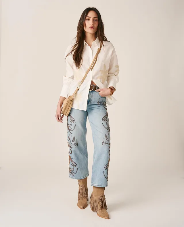 alma-en-pena-denim-pants-details-straight-leg-jeans-blau-mit-nieten image 1
