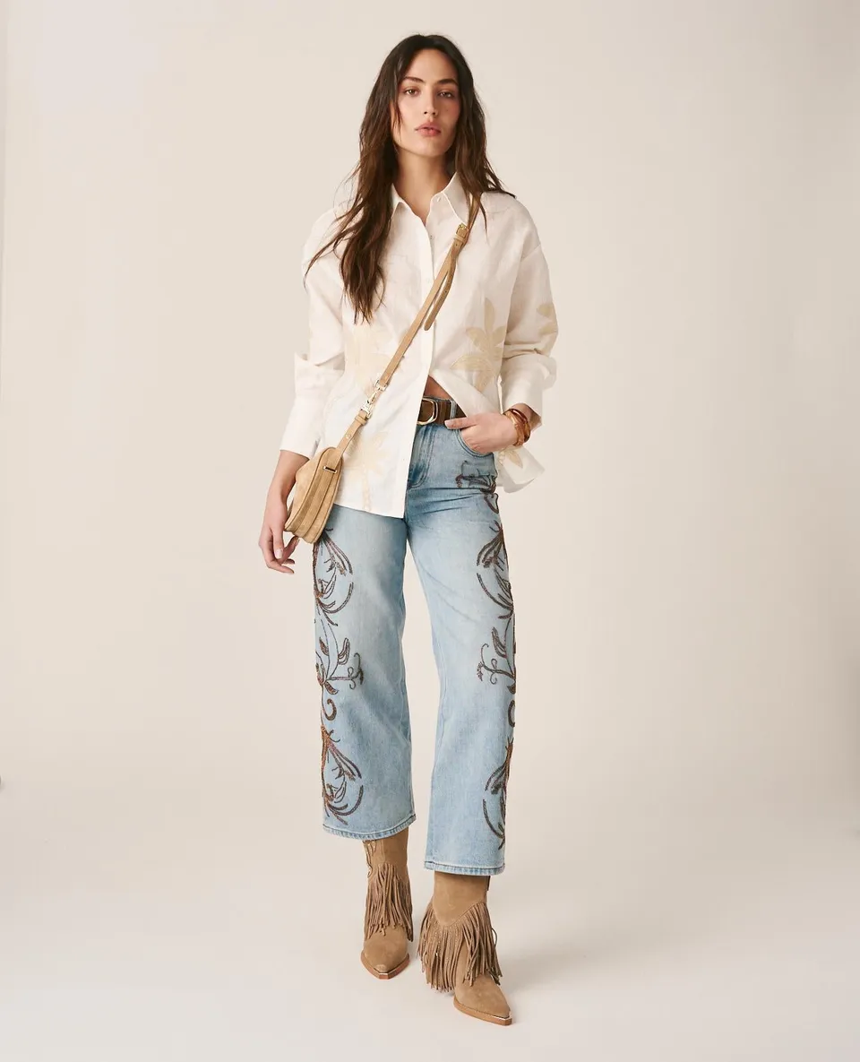 alma-en-pena-denim-pants-details-straight-leg-jeans-blau-mit-nieten image 1
