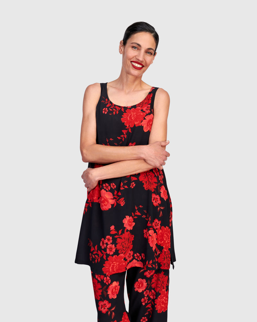 alembika-iki-chiffon-tank-black-red-peony image 1