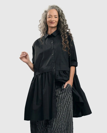 alembika-urban-callie-babydoll-dress-black-knopfkleid-tunika image 3