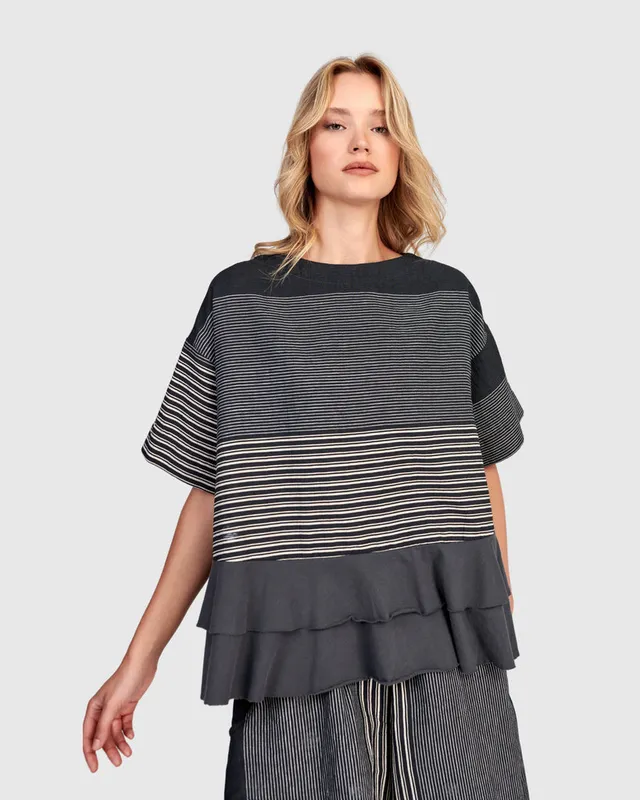 alembika-urban-sandbar-ruffle-top-slate-stripes image 1