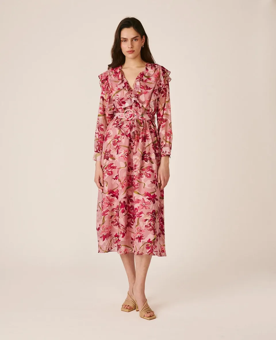alma-en-pena-midi-dress-with-flowing-sleeves-blumen-midikleid-rosa image 1