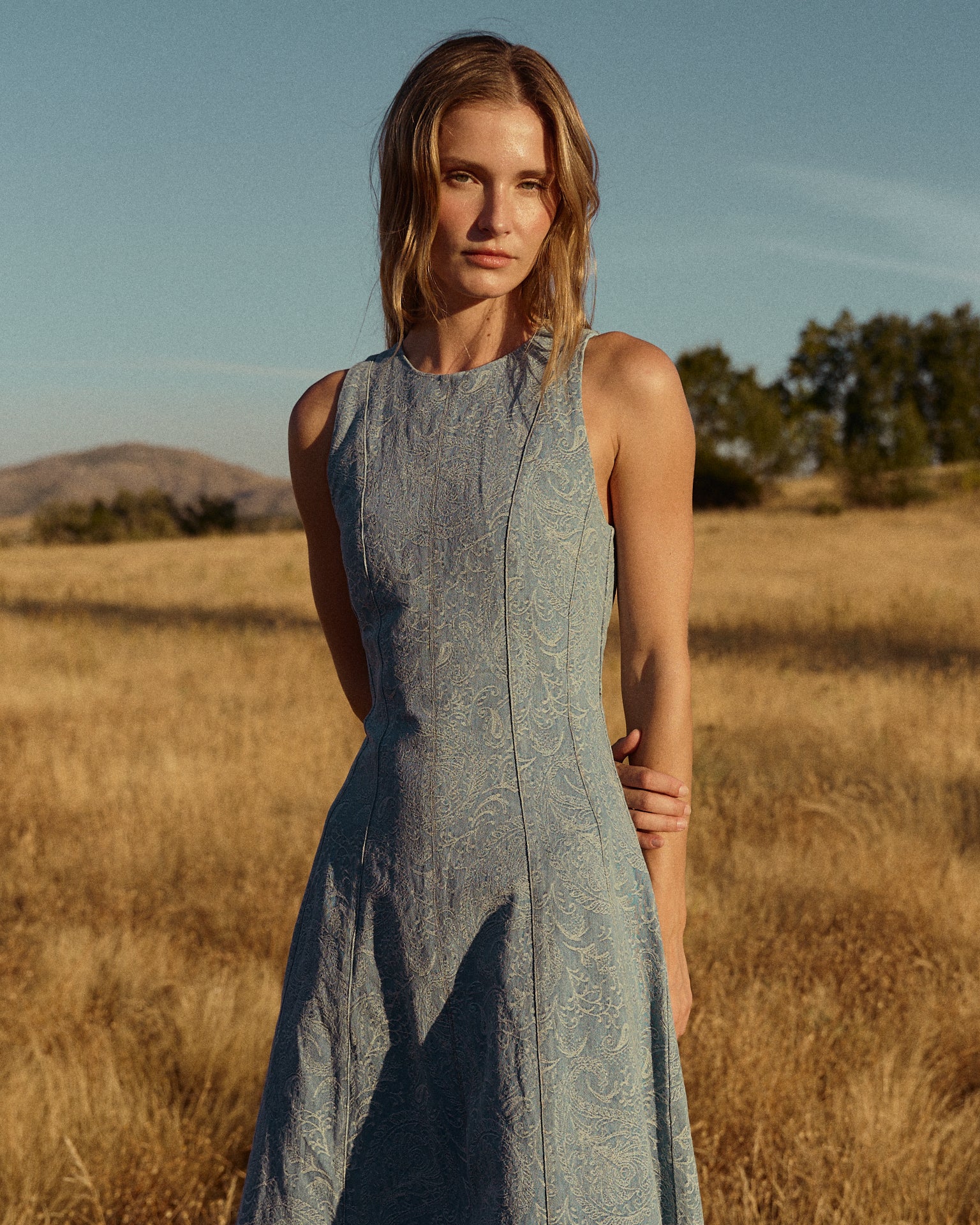 alma-en-pena-paisley-jacquard-maxikleid-blau-rmellos image 2