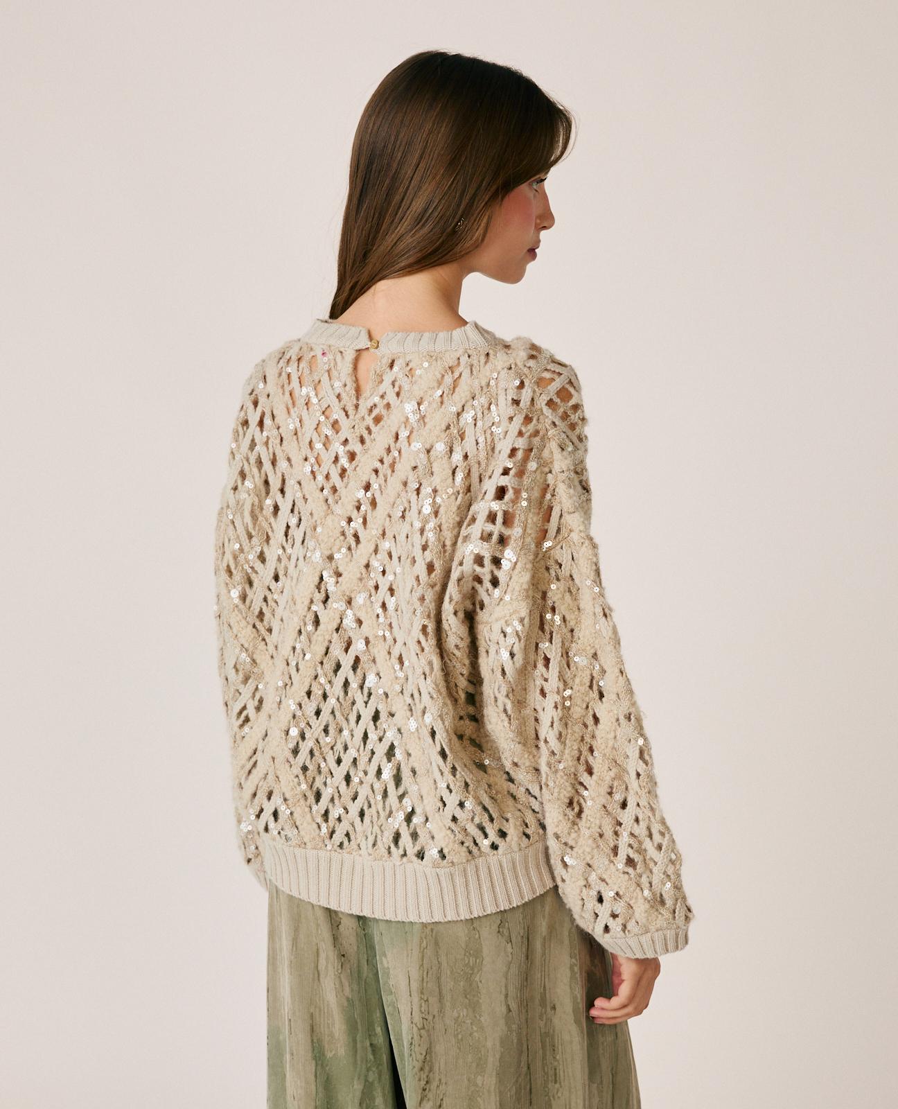alma-en-pena-pailletten-pullover-braun-strickpullover-mit-rundhals image 6