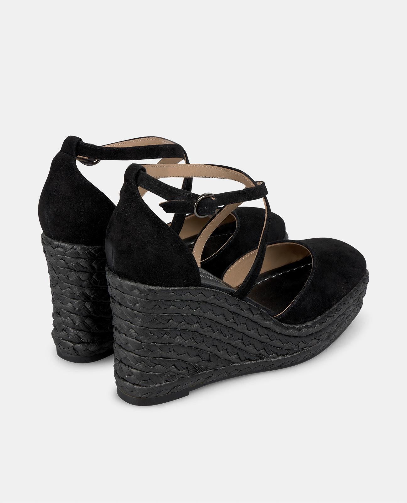alma-en-pena-interlocking-leather-wedges-keilsandale-schwarz-9-cm image 3