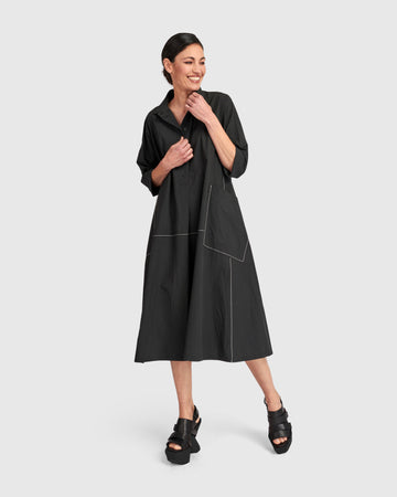 alembika-urban-the-edit-cotton-a-linien-kleid-black image 4